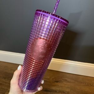 purple & orange starbucks cup